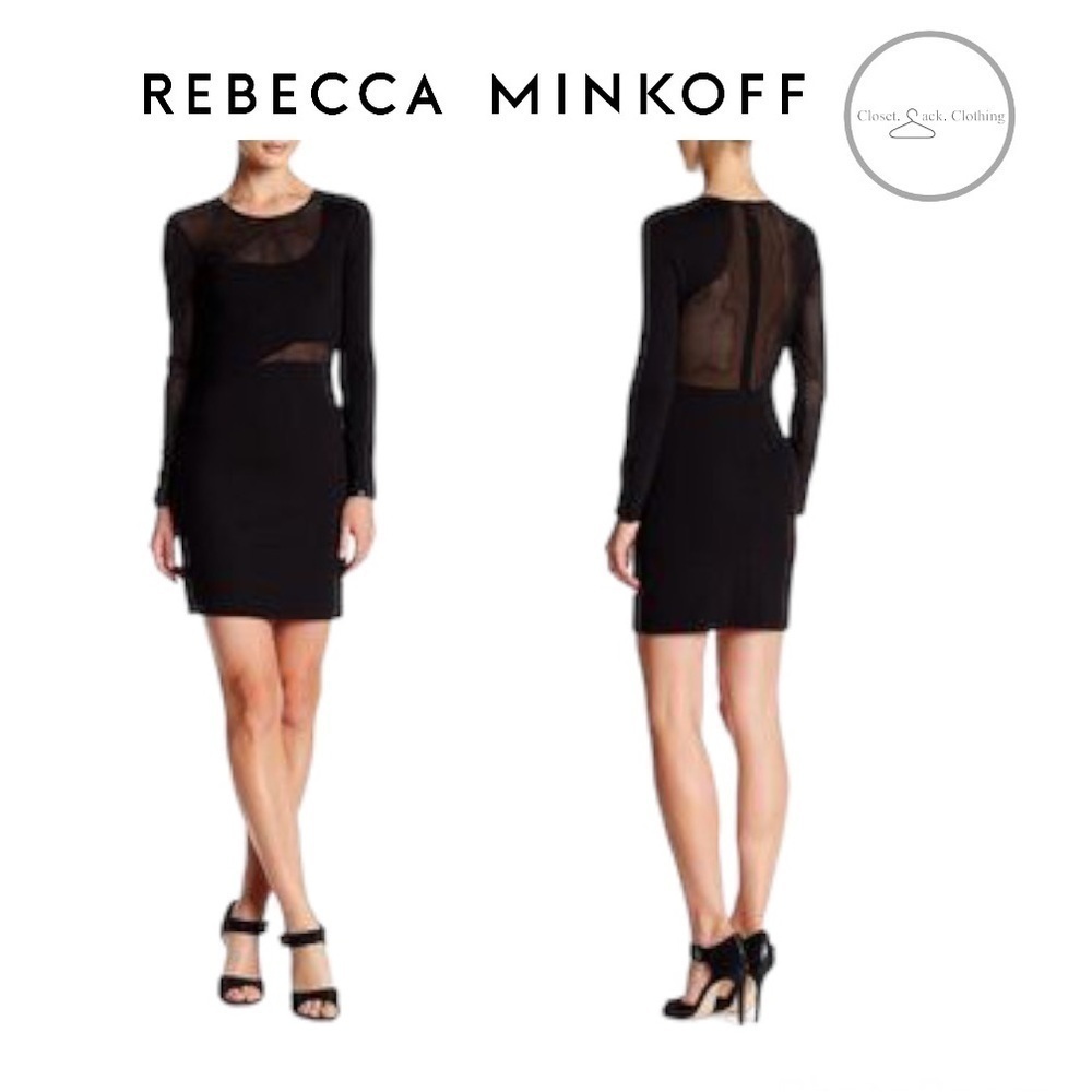 REBECCA Minkoff Faux Leather Trim Mesh Dress